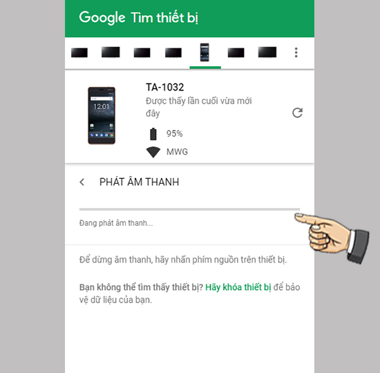Phát âm thanh để tìm kiếm thiết bị